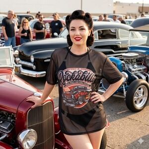 Rockabilly Speed & Power Graphic Black Short Sleeve Tee